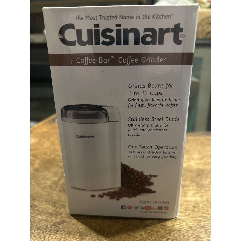 Cuisinart Coffee Bar Coffee Grinder White DCG-20N Stainless Steel Blade 12 Cup